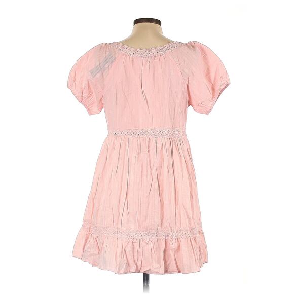 Lulus So Darling Light Pink Dotted Short Sleeve Mini Dress Large NWT - Picture 7 of 8